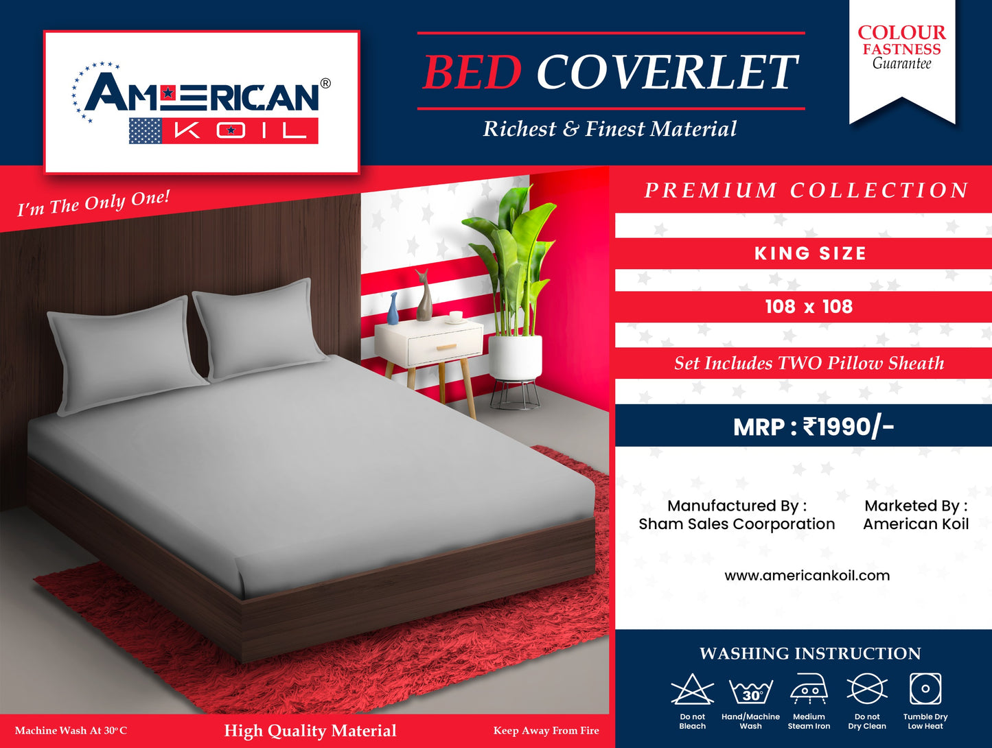 1 Pcs Silver Bed Coverlet 90 x 100